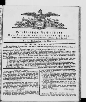 Berlinische Nachrichten von Staats- und gelehrten Sachen on Mar 27, 1827