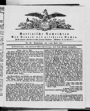 Berlinische Nachrichten von Staats- und gelehrten Sachen vom 14.04.1827