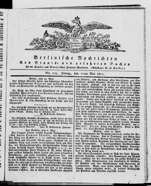 Berlinische Nachrichten von Staats- und gelehrten Sachen vom 11.05.1827