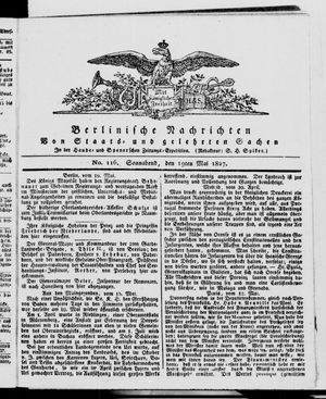 Berlinische Nachrichten von Staats- und gelehrten Sachen vom 19.05.1827