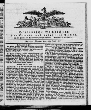 Berlinische Nachrichten von Staats- und gelehrten Sachen vom 25.06.1827