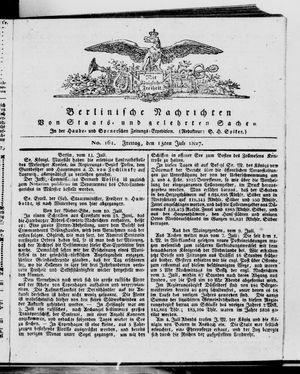 Berlinische Nachrichten von Staats- und gelehrten Sachen vom 13.07.1827