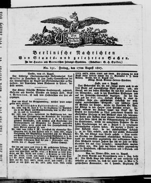 Berlinische Nachrichten von Staats- und gelehrten Sachen vom 17.08.1827