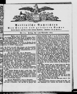 Berlinische Nachrichten von Staats- und gelehrten Sachen vom 14.09.1827