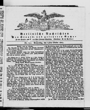Berlinische Nachrichten von Staats- und gelehrten Sachen vom 25.10.1827