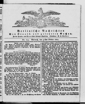 Berlinische Nachrichten von Staats- und gelehrten Sachen vom 31.10.1827