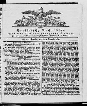 Berlinische Nachrichten von Staats- und gelehrten Sachen vom 20.11.1827