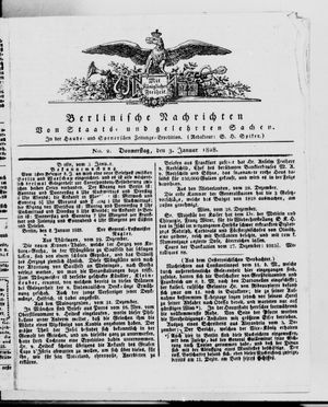 Berlinische Nachrichten von Staats- und gelehrten Sachen vom 03.01.1828