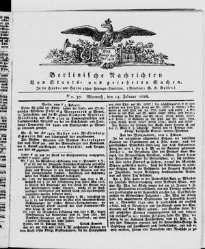 Berlinische Nachrichten von Staats- und gelehrten Sachen vom 13.02.1828