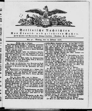 Berlinische Nachrichten von Staats- und gelehrten Sachen vom 18.02.1828