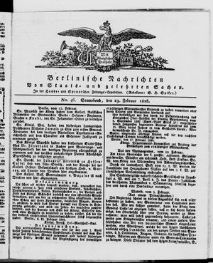 Berlinische Nachrichten von Staats- und gelehrten Sachen vom 23.02.1828