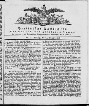 Berlinische Nachrichten von Staats- und gelehrten Sachen vom 25.02.1828