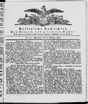 Berlinische Nachrichten von Staats- und gelehrten Sachen vom 27.02.1828