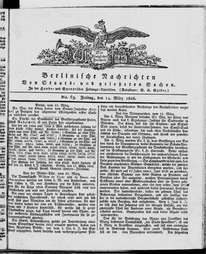 Berlinische Nachrichten von Staats- und gelehrten Sachen vom 14.03.1828