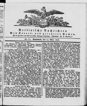 Berlinische Nachrichten von Staats- und gelehrten Sachen vom 15.03.1828