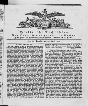 Berlinische Nachrichten von Staats- und gelehrten Sachen vom 15.04.1828