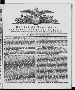 Berlinische Nachrichten von Staats- und gelehrten Sachen vom 27.06.1828