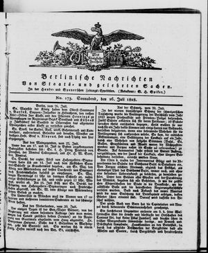 Berlinische Nachrichten von Staats- und gelehrten Sachen vom 26.07.1828
