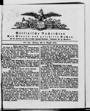 Berlinische Nachrichten von Staats- und gelehrten Sachen vom 08.08.1828