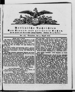 Berlinische Nachrichten von Staats- und gelehrten Sachen vom 09.08.1828