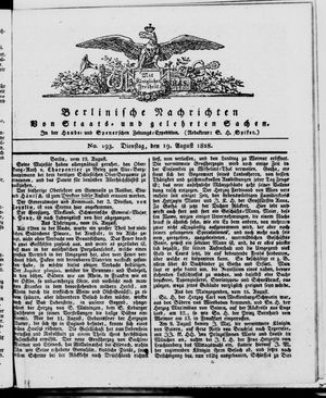 Berlinische Nachrichten von Staats- und gelehrten Sachen vom 19.08.1828