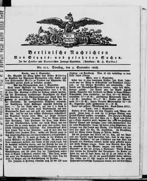 Berlinische Nachrichten von Staats- und gelehrten Sachen vom 09.09.1828