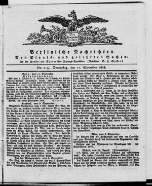 Berlinische Nachrichten von Staats- und gelehrten Sachen vom 11.09.1828