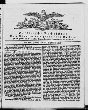 Berlinische Nachrichten von Staats- und gelehrten Sachen vom 12.09.1828
