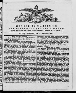 Berlinische Nachrichten von Staats- und gelehrten Sachen vom 13.09.1828