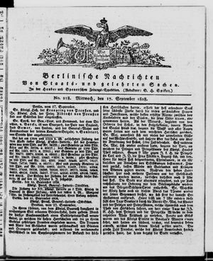 Berlinische Nachrichten von Staats- und gelehrten Sachen vom 17.09.1828