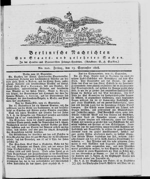 Berlinische Nachrichten von Staats- und gelehrten Sachen vom 19.09.1828