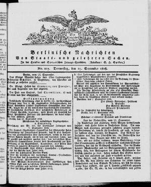 Berlinische Nachrichten von Staats- und gelehrten Sachen vom 25.09.1828