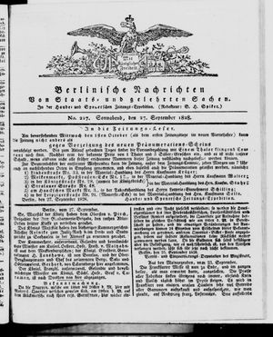 Berlinische Nachrichten von Staats- und gelehrten Sachen vom 27.09.1828