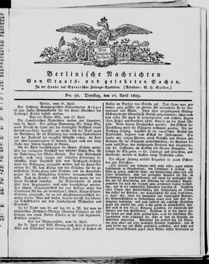 Berlinische Nachrichten von Staats- und gelehrten Sachen vom 28.04.1829