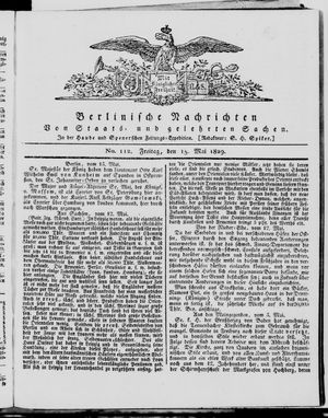Berlinische Nachrichten von Staats- und gelehrten Sachen vom 15.05.1829