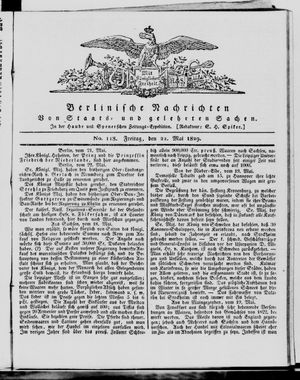 Berlinische Nachrichten von Staats- und gelehrten Sachen vom 22.05.1829