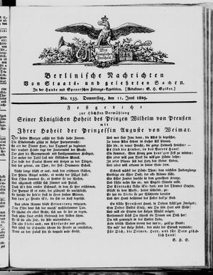 Berlinische Nachrichten von Staats- und gelehrten Sachen vom 11.06.1829