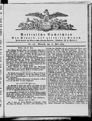 Berlinische Nachrichten von Staats- und gelehrten Sachen on Jun 17, 1829