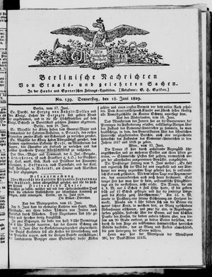 Berlinische Nachrichten von Staats- und gelehrten Sachen on Jun 18, 1829