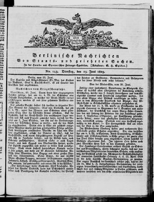 Berlinische Nachrichten von Staats- und gelehrten Sachen vom 23.06.1829