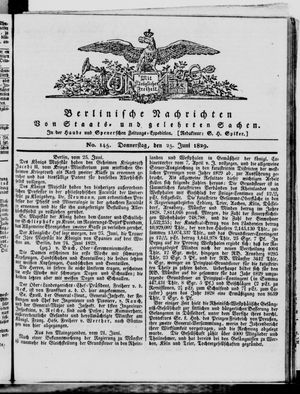 Berlinische Nachrichten von Staats- und gelehrten Sachen vom 25.06.1829