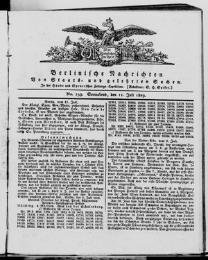 Berlinische Nachrichten von Staats- und gelehrten Sachen vom 11.07.1829