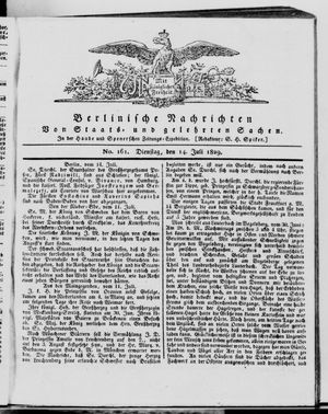 Berlinische Nachrichten von Staats- und gelehrten Sachen vom 14.07.1829