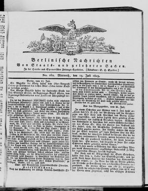 Berlinische Nachrichten von Staats- und gelehrten Sachen vom 15.07.1829
