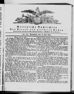 Berlinische Nachrichten von Staats- und gelehrten Sachen vom 18.07.1829