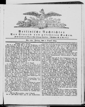 Berlinische Nachrichten von Staats- und gelehrten Sachen vom 07.08.1829