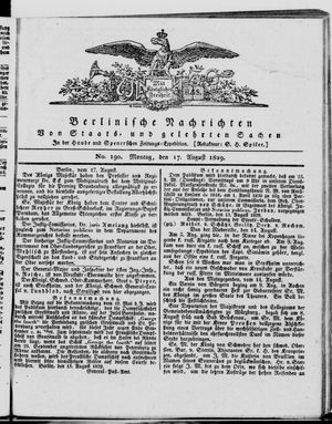 Berlinische Nachrichten von Staats- und gelehrten Sachen vom 17.08.1829