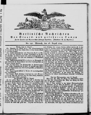 Berlinische Nachrichten von Staats- und gelehrten Sachen vom 26.08.1829