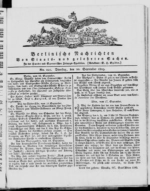 Berlinische Nachrichten von Staats- und gelehrten Sachen vom 22.09.1829