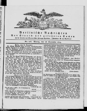 Berlinische Nachrichten von Staats- und gelehrten Sachen vom 28.09.1829